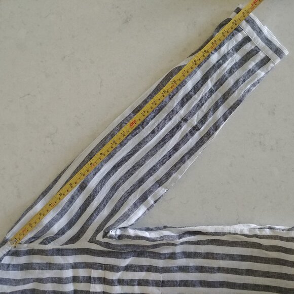 Lord + Taylor 100% linen striped button down shirt white blue grey Small - Picture 14 of 16